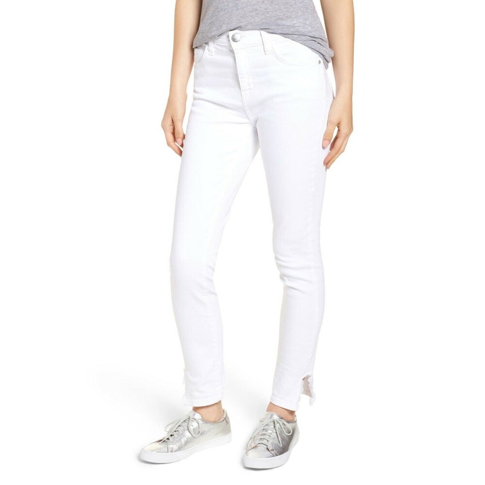 Current/Elliott Stiletto Frayed Split Hem Skinny Jeans